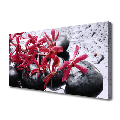 Photo sur toile Pierres fleurs art noir rouge