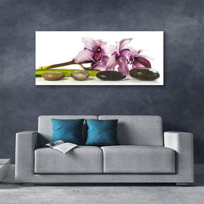 Photo sur toile Pierres fleurs floral rose gris noir