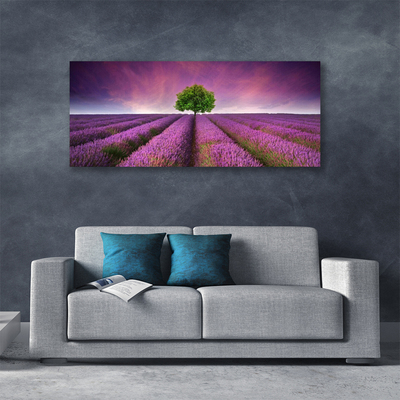 Photo sur toile Arbre prairie nature rose vert violet