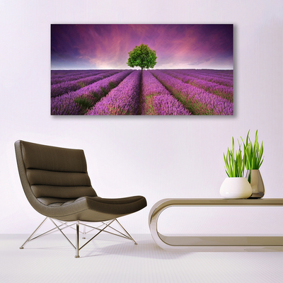 Photo sur toile Arbre prairie nature rose vert violet