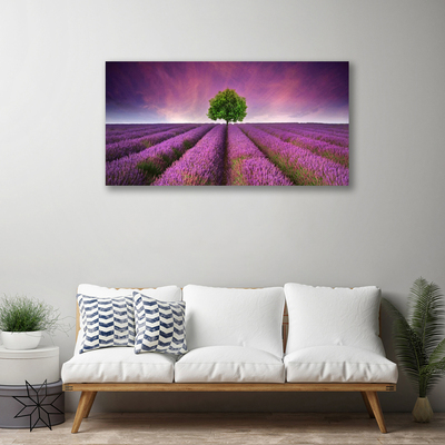 Photo sur toile Arbre prairie nature rose vert violet