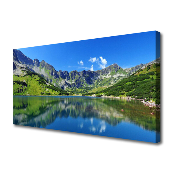 Photo sur toile Montagne lac paysage bleu vert gris