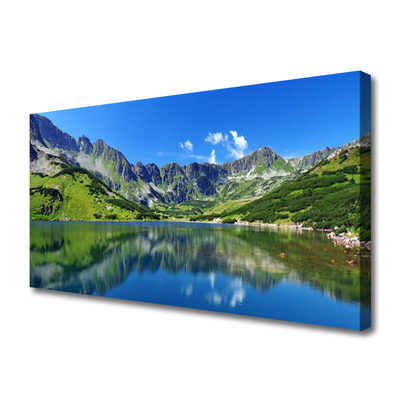 Photo sur toile Montagne lac paysage bleu vert gris