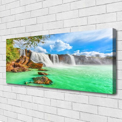 Photo sur toile Chute d'eau lac paysage bleu brun blanc vert