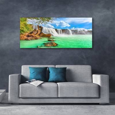 Photo sur toile Chute d'eau lac paysage bleu brun blanc vert