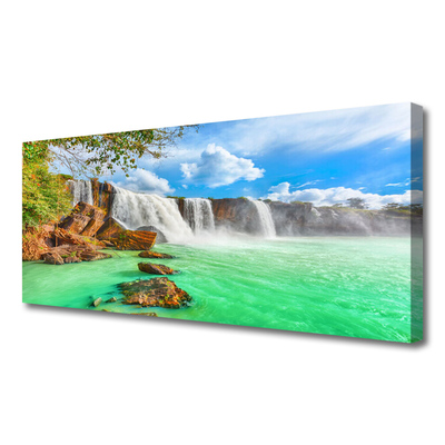 Photo sur toile Chute d'eau lac paysage bleu brun blanc vert
