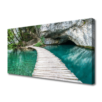 Photo sur toile Pont lac architecture blanc bleu