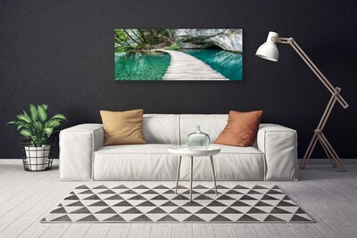 Photo sur toile Pont lac architecture blanc bleu