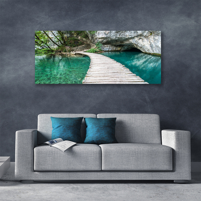 Photo sur toile Pont lac architecture blanc bleu