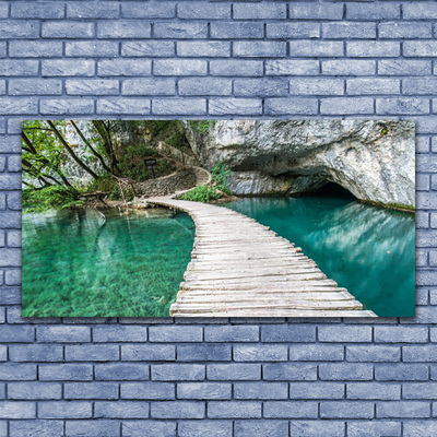 Photo sur toile Pont lac architecture blanc bleu