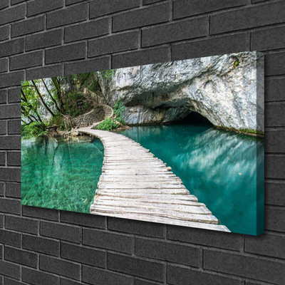 Photo sur toile Pont lac architecture blanc bleu