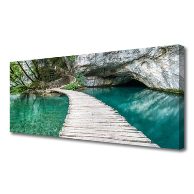 Photo sur toile Pont lac architecture blanc bleu