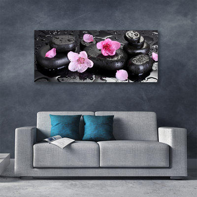 Photo sur toile Pierres fleurs art rose noir