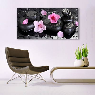 Photo sur toile Pierres fleurs art rose noir