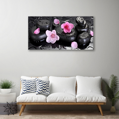 Photo sur toile Pierres fleurs art rose noir