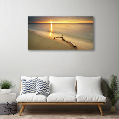 Photo sur toile Plage mer paysage brun bleu jaune