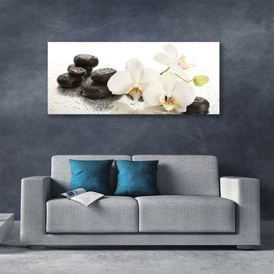 Photo sur toile Fleurs pierres floral blanc noir