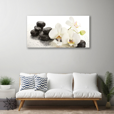 Photo sur toile Fleurs pierres floral blanc noir