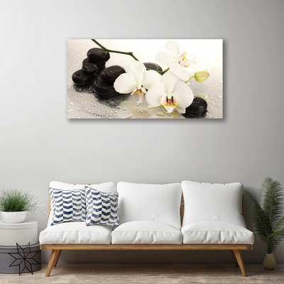 Photo sur toile Fleurs pierres art blanc noir