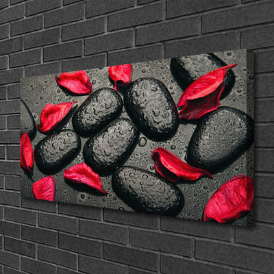 Photo sur toile Pétales pierres art rouge gris