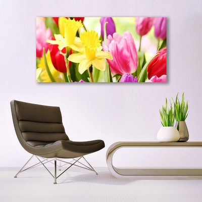 Photo sur toile Fleurs floral rouge jaune vert