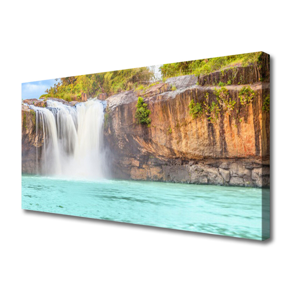 Photo sur toile Chute d'eau lac paysage bleu blanc brun vert