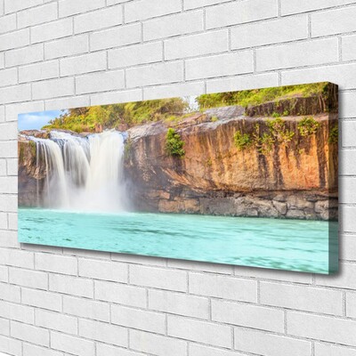 Photo sur toile Chute d'eau lac paysage bleu blanc brun vert