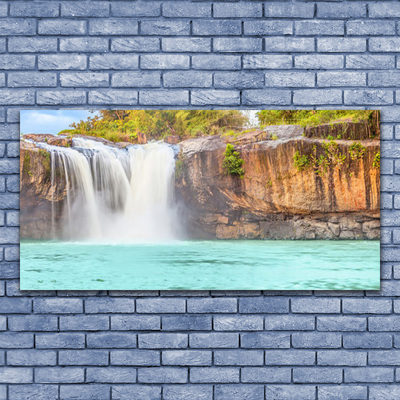 Photo sur toile Chute d'eau lac paysage bleu blanc brun vert