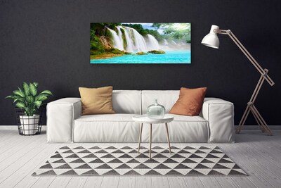 Photo sur toile Chute d'eau lac nature bleu blanc brun vert