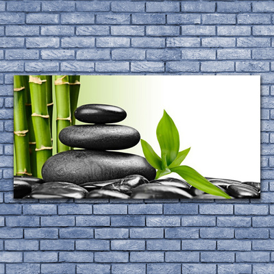 Photo sur toile Bambou pierres art vert noir