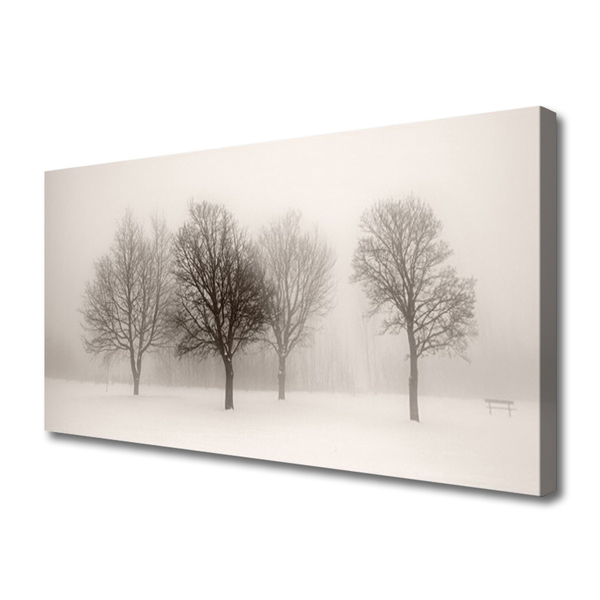 Photo sur toile Arbres neige paysage blanc brun