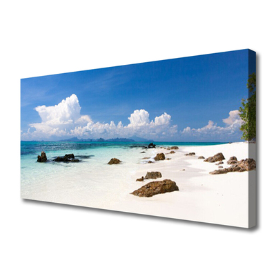 Photo sur toile Pierres plage paysage blanc gris