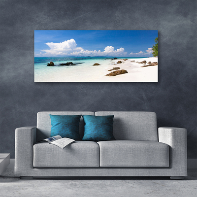 Photo sur toile Pierres plage paysage blanc gris