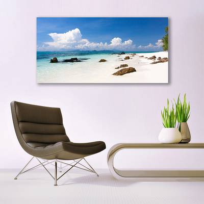 Photo sur toile Pierres plage paysage blanc gris