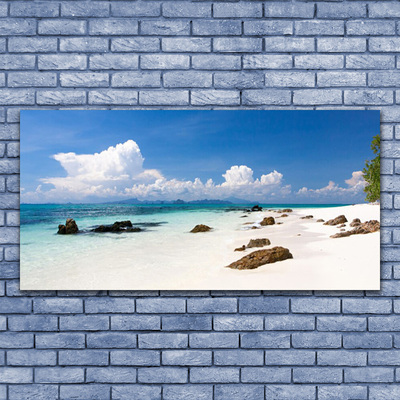 Photo sur toile Pierres plage paysage blanc gris