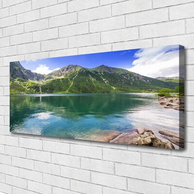 Photo sur toile Montagne lac paysage gris vert bleu