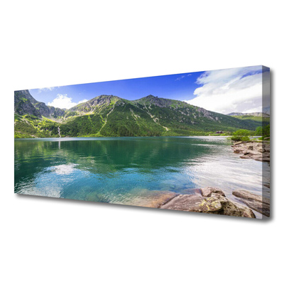 Photo sur toile Montagne lac paysage gris vert bleu