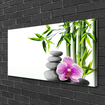 Photo sur toile Bambou pierres fleurs floral vert rose gris