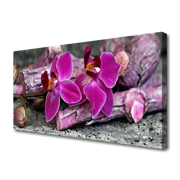 Photo sur toile Fleurs bois floral brun rouge