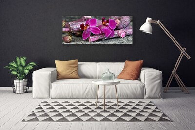 Photo sur toile Fleurs bois floral brun rouge