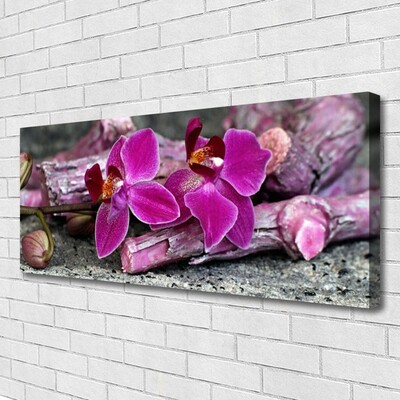 Photo sur toile Fleurs bois floral brun rouge