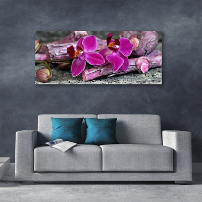 Photo sur toile Fleurs bois floral brun rouge