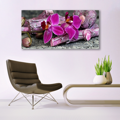 Photo sur toile Fleurs bois floral brun rouge