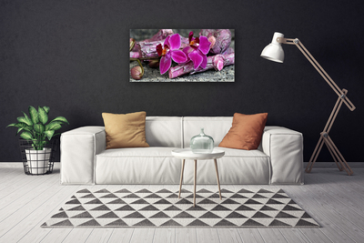 Photo sur toile Fleurs bois floral brun rouge