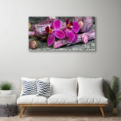 Photo sur toile Fleurs bois floral brun rouge