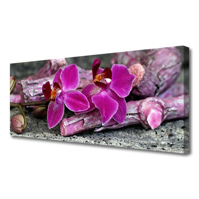 Photo sur toile Fleurs bois floral brun rouge