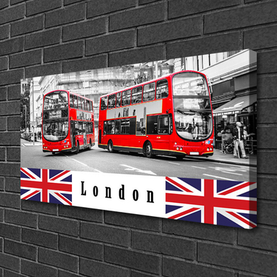 Photo sur toile Londres bus art gris rouge bleu blanc