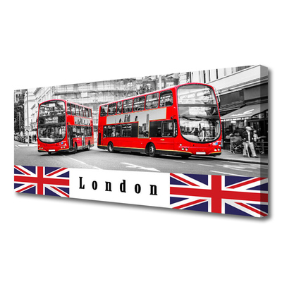 Photo sur toile Londres bus art gris rouge bleu blanc