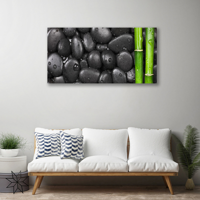 Photo sur toile Pierres bambou art vert noir