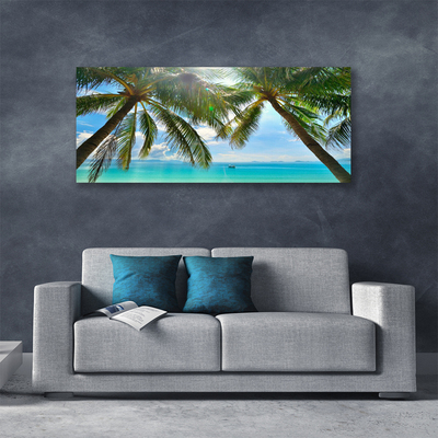 Photo sur toile Palmiers mer paysage brun vert bleu